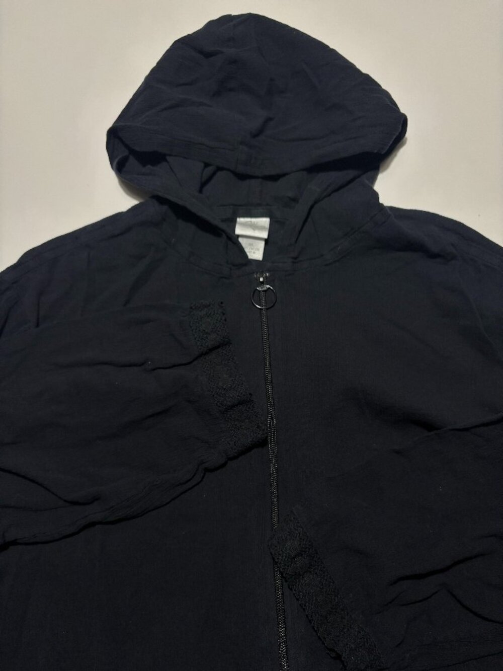 One World Midnight Black Cotton Hoodie Jacket Dress